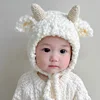 Infant Toddler Baby Girls Hats Fleece Sheep  Animal Winter Fleece Pom Pom Animal Character Cartoon Caps Boy Wind Proof Hemlet 1