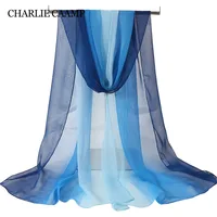 Summer Sunscreen Chiffon Georgette Silk Scarf Women's Thin Gradient Color Solid Bandana Peplum Elegant Long Shawl Scarves Hijab 1