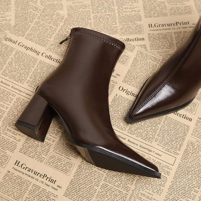 2025 New Women Trend Ankle Boots High Heels Autumn Elegant Outdoor Boots Comfortable Short Designer Shoes Women Zapatos De Mujer