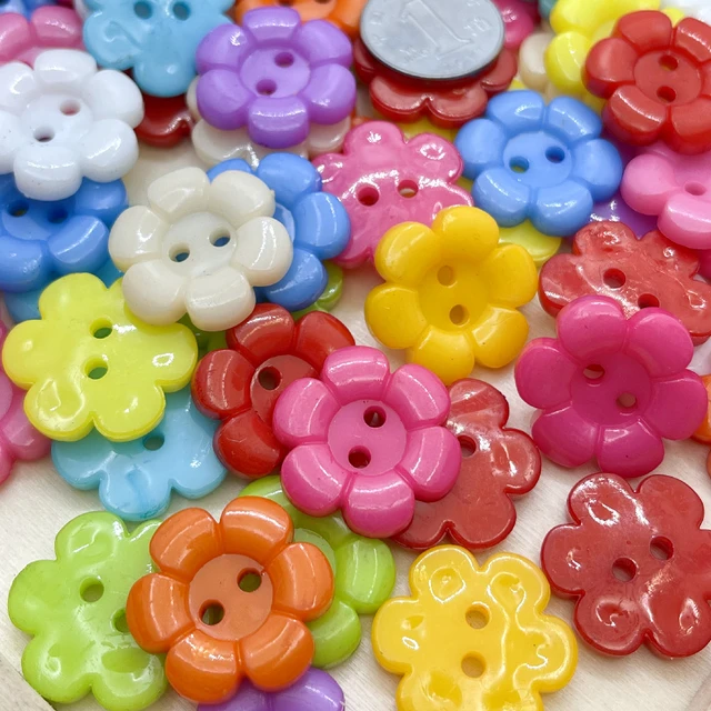15/21mm 2 Holes Decorative flower Buttons For Needlework Resin Plastic  Button For Dolls Scrapbooking Sewing Buttons - AliExpress