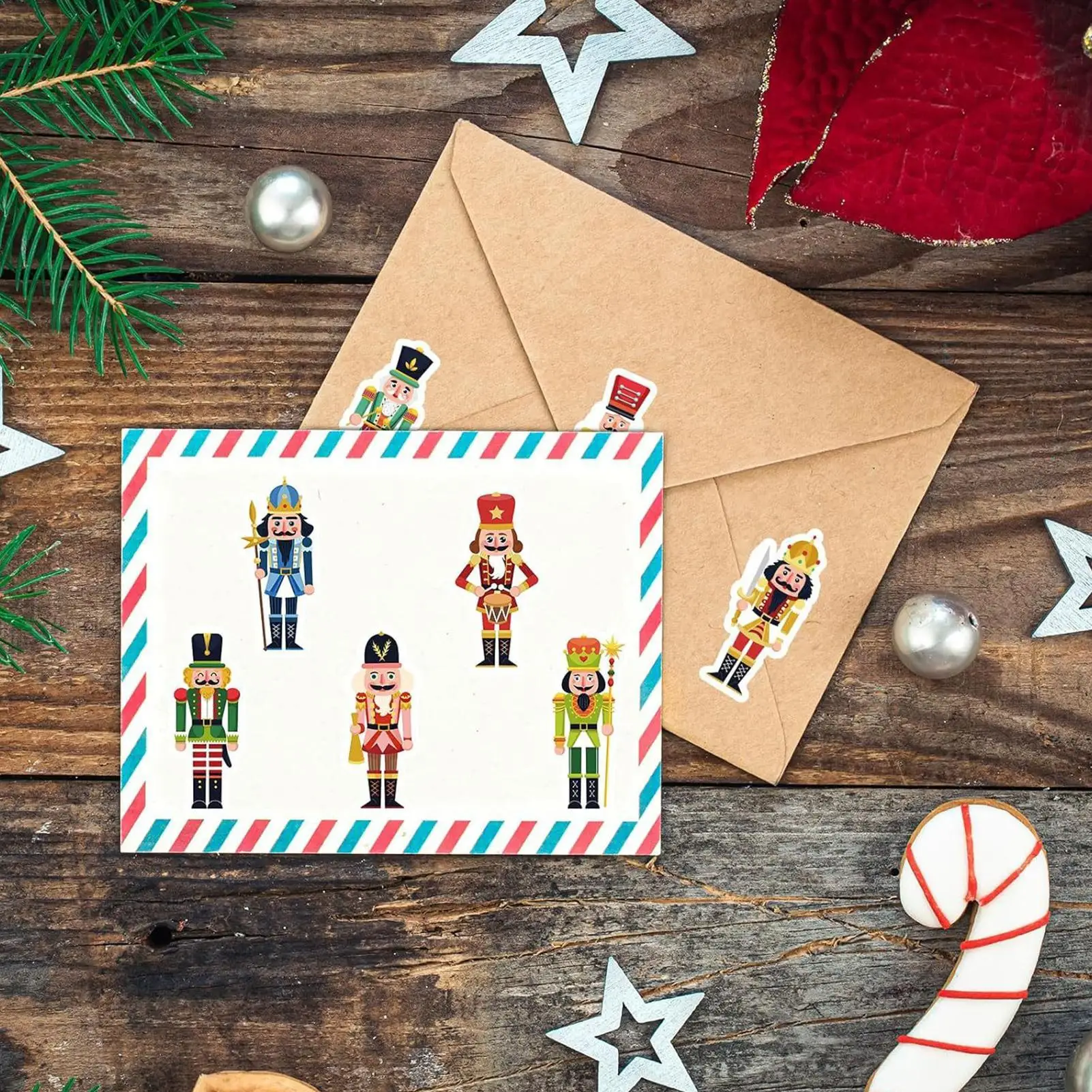 Nutcrackers Wall Decals 500-piece Cartoon Self-Adhesive Decoration Christmas Nutcracker Window Stickers For Car Computer School