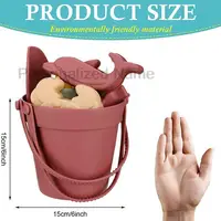 Silicone Toys Set Collapsible Sand Toys Travel Sand Box Toys Sand Bucket Shovel and3D Marine Theme Molds for Summer Outdoor Toys 2