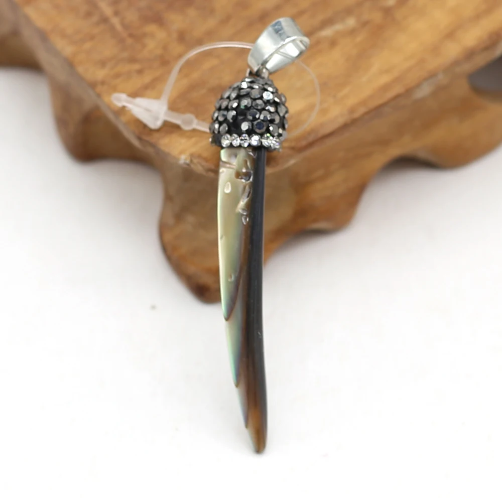 1PCS Natural Stone Knife Abalone Black Shell Pendant For Jewelry Making DIY Necklace Earring Accessories Charms Gift 5x40-5x50mm 4