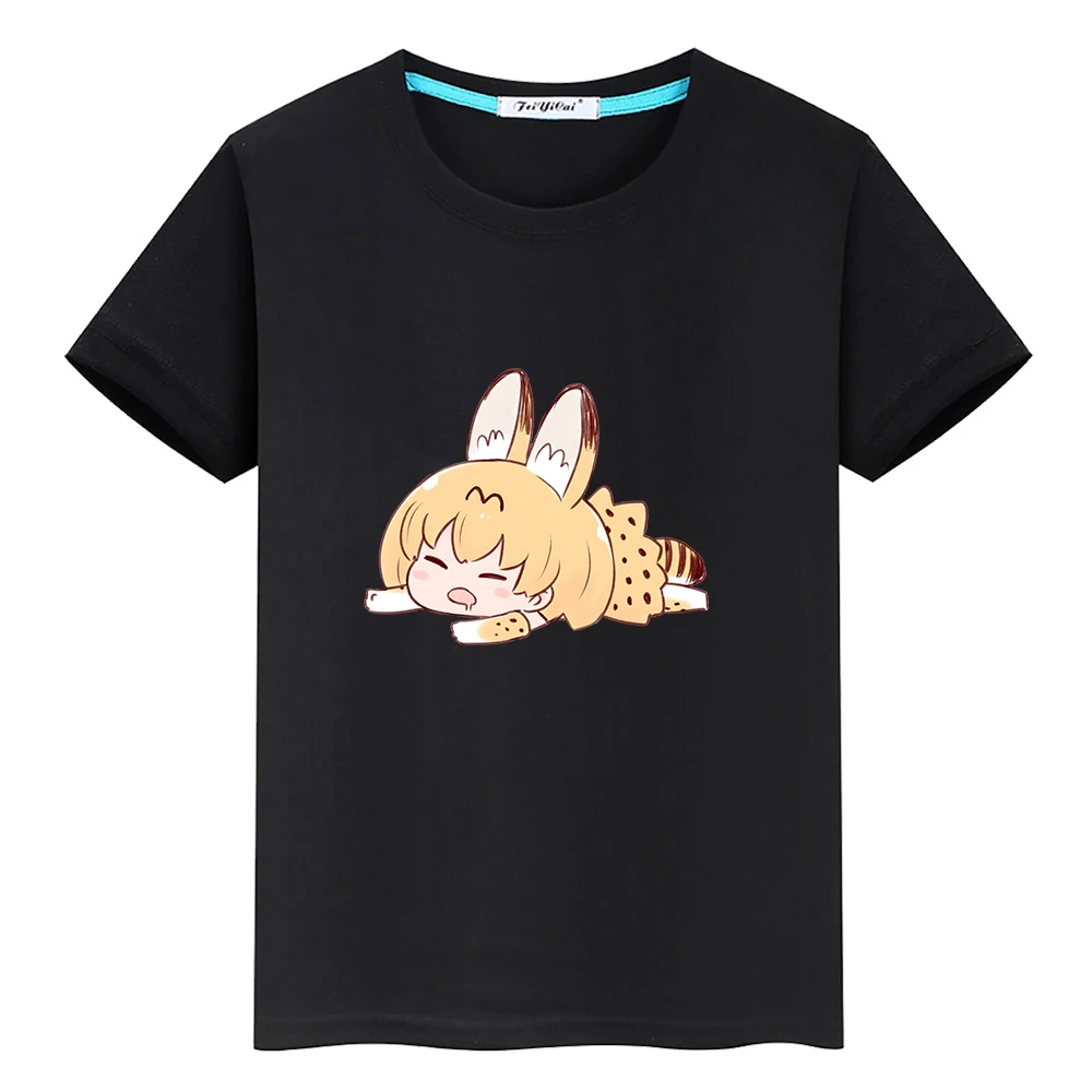 

Kemono Friends Serval T-shirt Cartoon 100% Cotton Short Sleeve Tee-shirt Kawaii Boys/Girls Children Tees Cute Printing Tshirts