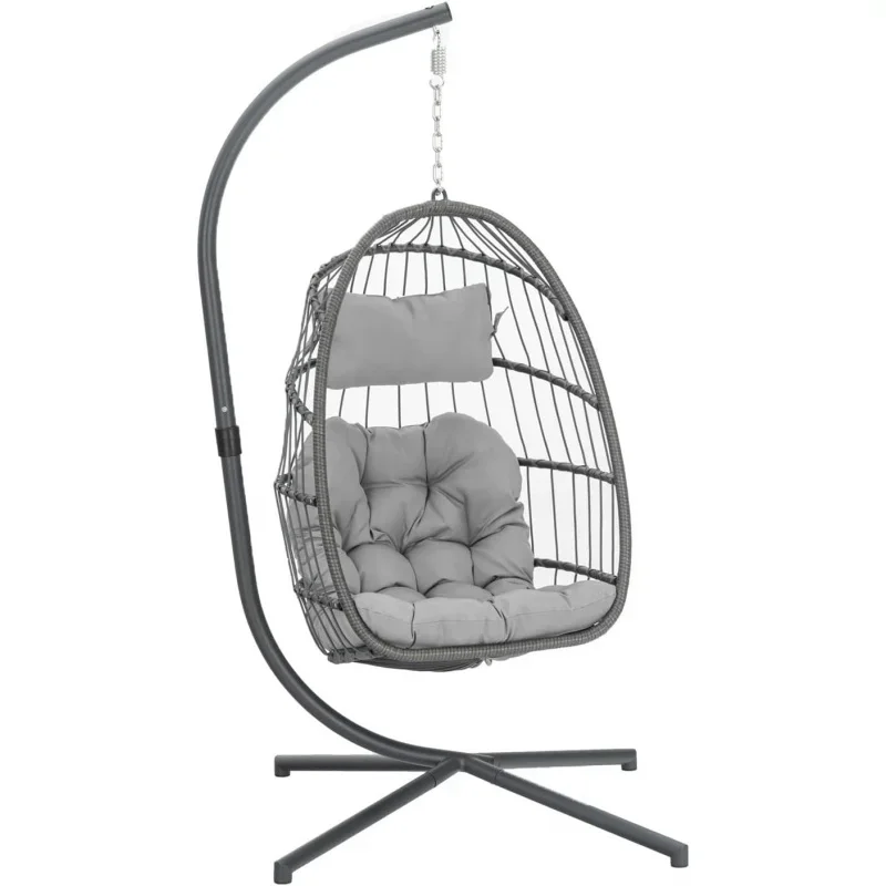 

Egg Swing Chair with Stand, Rattan Wicker Hanging Egg Chair for Indoor Outdoor Bedroom Patio Hanging Basket Chair Hammock Egg Ch