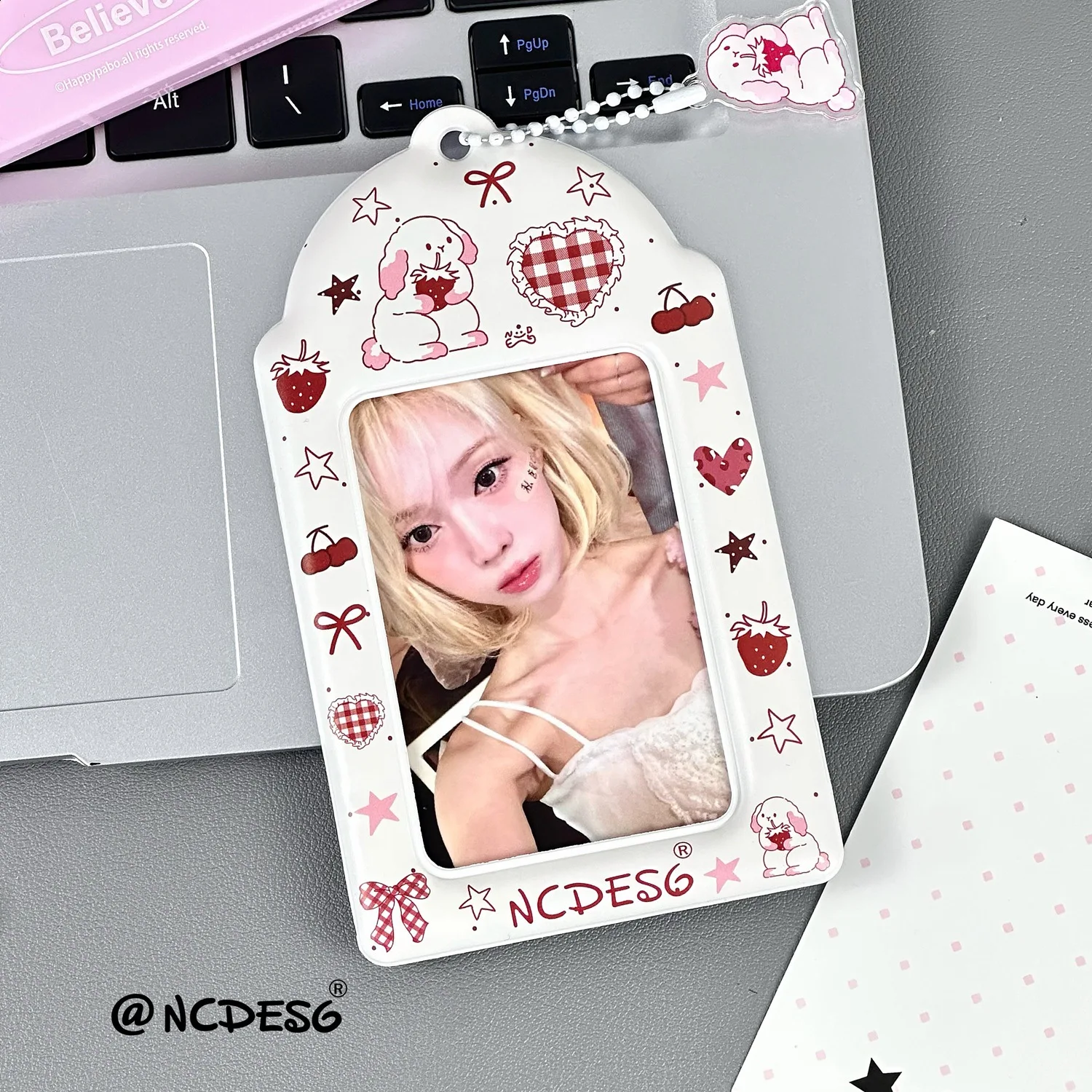 1PC 귀여운 3인치 K팝 포토카드 홀더 키체인 포함 PVC 아이돌 카드 보호 슬리브 가방 펜던트 학교 문구 포카홀더