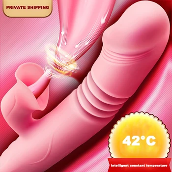 ST22 Female Masturbators Powerful Telescopic Vibrator For Women Tongue Licking Sex Toys Soft Silicone Clitoris Massage Stick 1