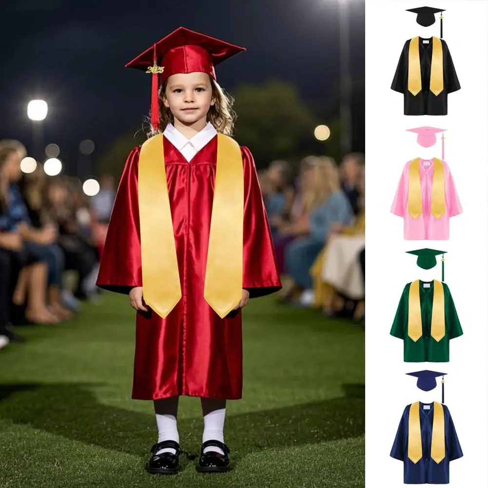 3 Pcs/Set Children Graduation Apparel,Tassel Hat And Shawl,Long Sleeve V Neck Kids Zipper Closure,Kindergarten Graduation Attire
