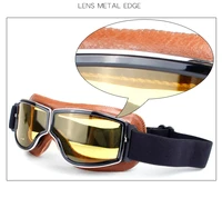 Meilleure vente lunettes Vintage moto lunettes en cuir lunettes Cruiser lunettes pliantes nouvelles lunettes de soleil Motocross sécurité 5