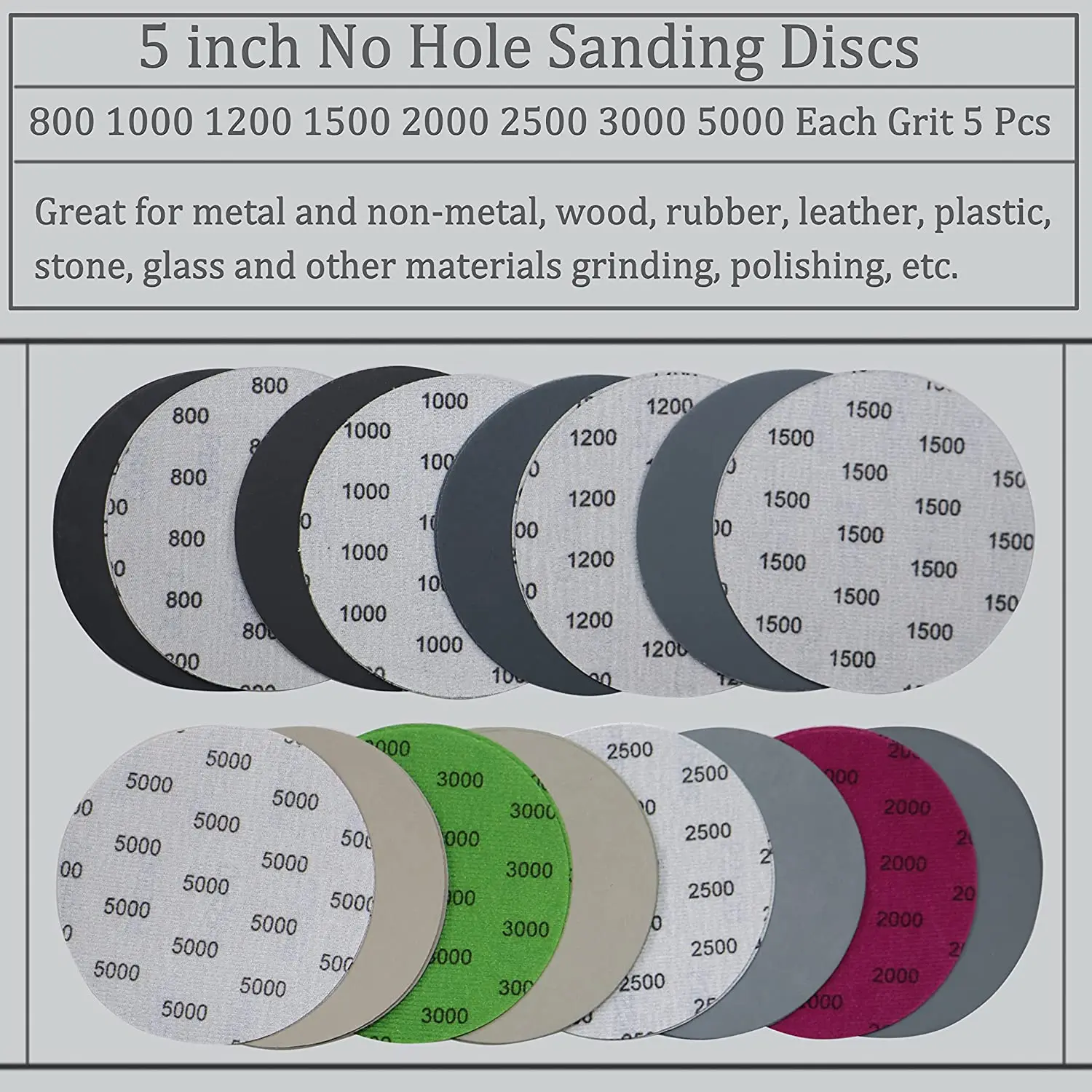 40PCS 5 Inch Wet & Dry Sanding Discs 800-5000 Grit Sandpaper Compatible Grinder Polishing Accessories for Auto Metal Wood sanding discs sandpaper set polish sand paper sandpaper tools mini sandpaper kit sander pads