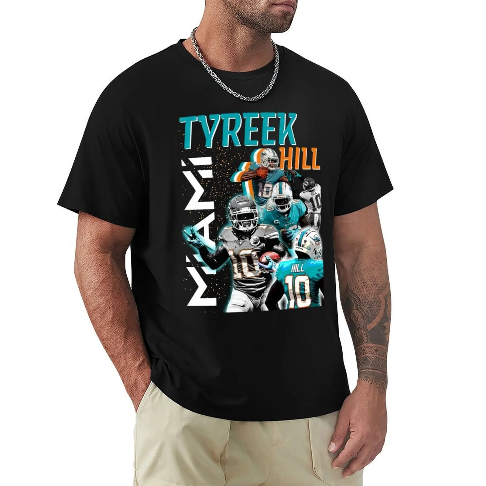 

Футболка Tyreek Hill Graphic Мужская, одежда для улицы, большие и высокие футболки, под заказ