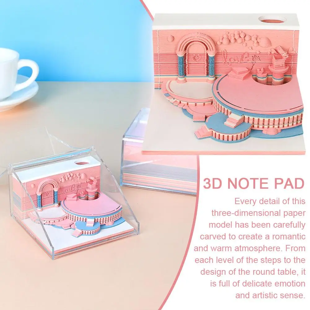 

3d Note Pad Valentine's Day Gift Paper Model Diorama Book Model Carving Note Three-dimensional Step Multi-use Paper Love B5x6