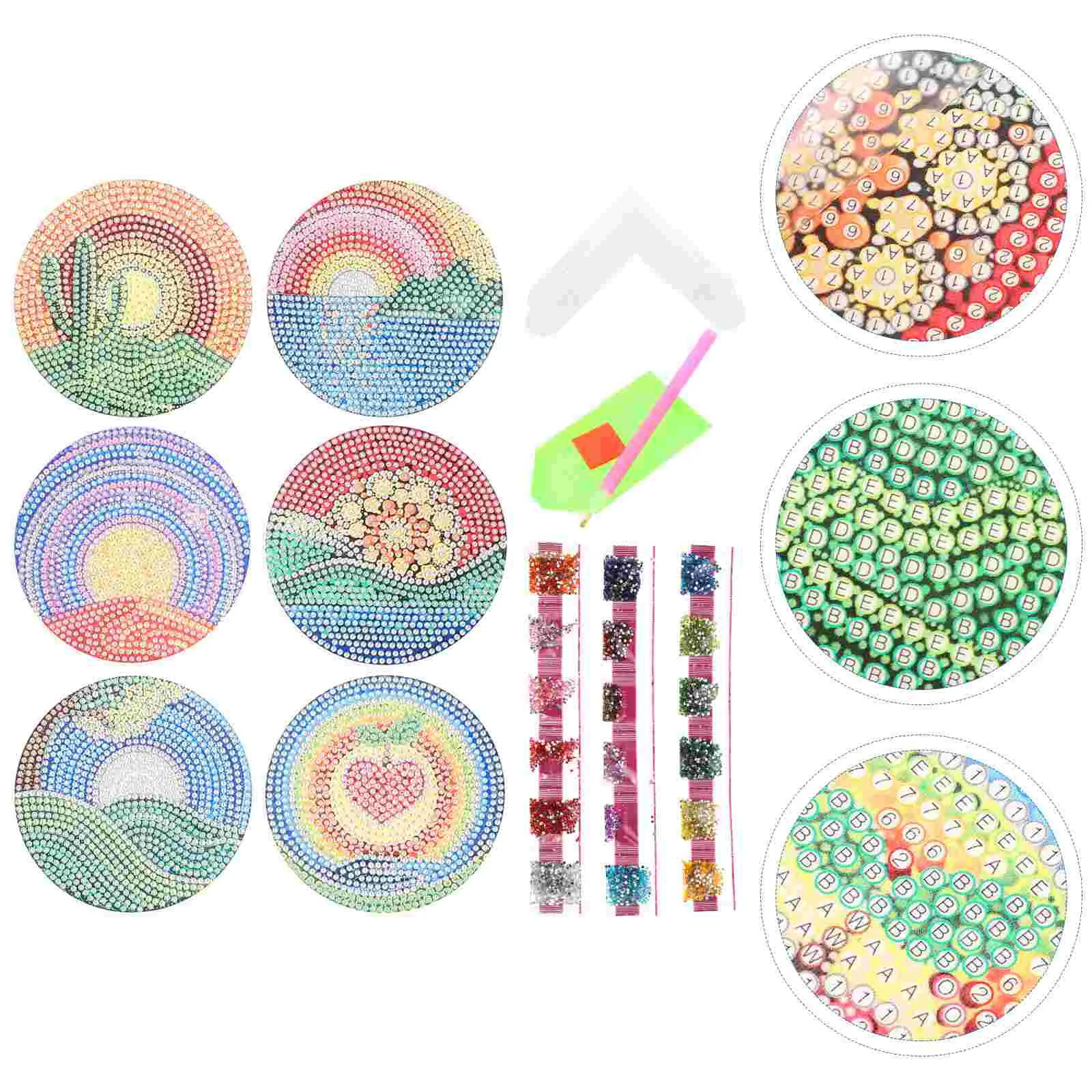 

Coaster Christmas Household Cup Mat Acrylic Pad Drawing Round Convenient Anti-skid Printing Coasters