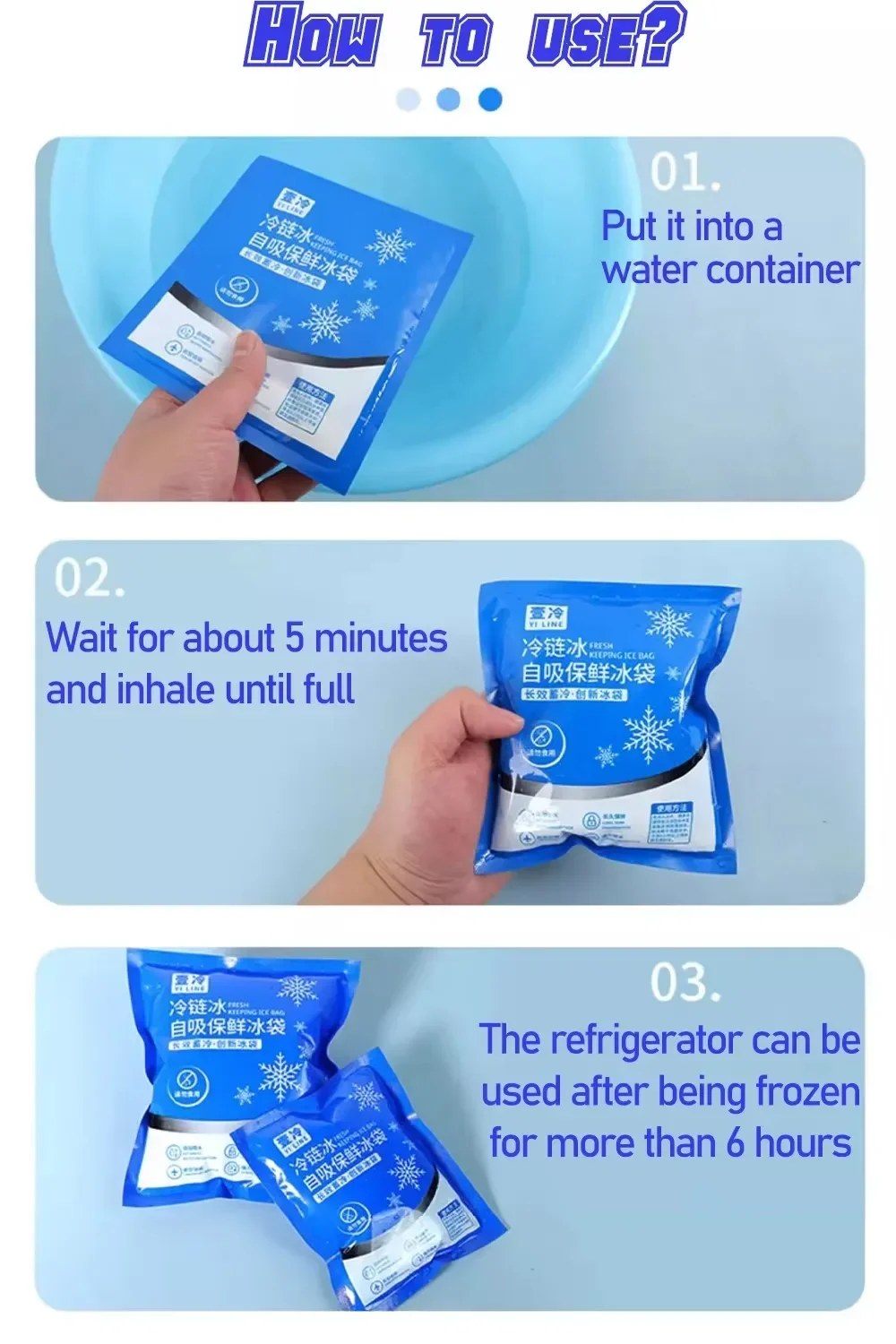 Ice Pack Self-Priming Ice Pack Bag Reusable Water Icing Cooler Bag Pain Cold Compress Drink Refrigerate Food Keep Fresh