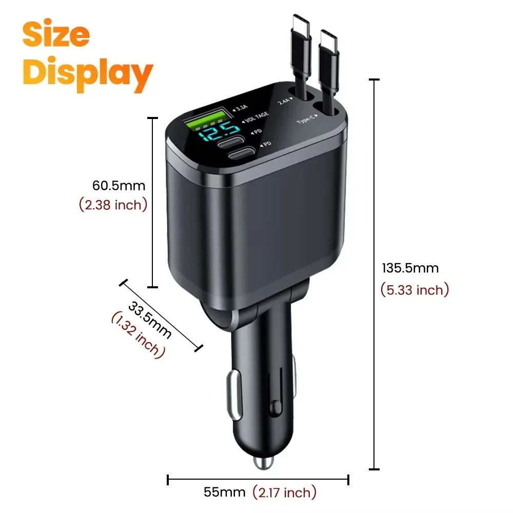รูปสินค้า ที่ชาร์จรถยนต์ USB-C พับเก็บได้ ชาร์จเร็ว หลายแบรนด์