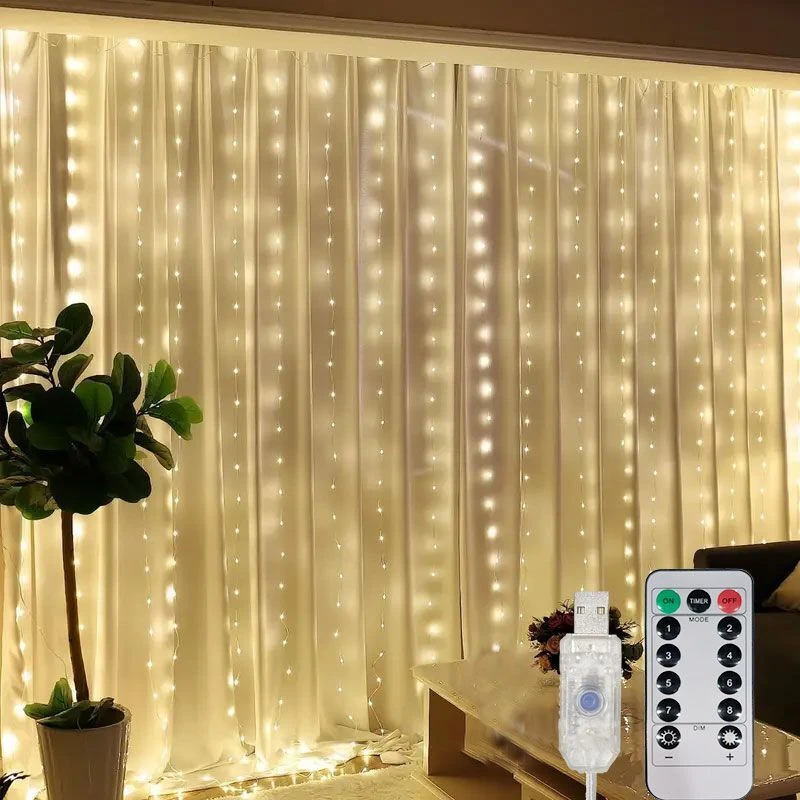 USB Plug Curtain LED String Lights 2025 New Year Christmas Decoration for Home Garland Lamp Xmas Tree Decor Christmas Lights