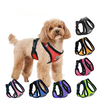 Summer small dog pet chest and back breathable dog chest and back suit cat outdoor traction rope child collar 1