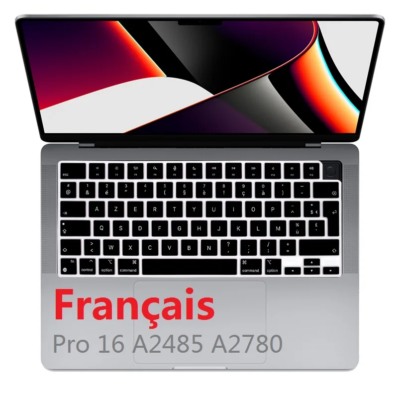 Azert Skin Per Macbook Pro 16 M2 M1 A2485 A2780 2022 2021 Eu Cover Per Tastiera Francese Per Macbook Pro 16 M1 M2 French Protector