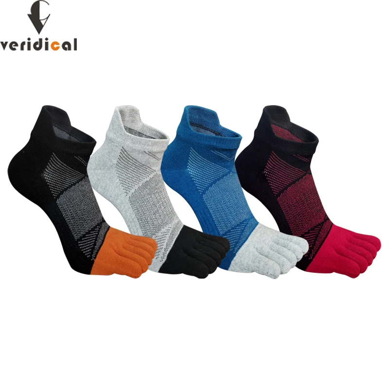 

5 Pairs Sport Toe Ankle Socks Man Pure Cotton Striped Mesh Sweat-Absorbing Fitness Outdoor Bike Run 5 Finger Travel Boat Socks