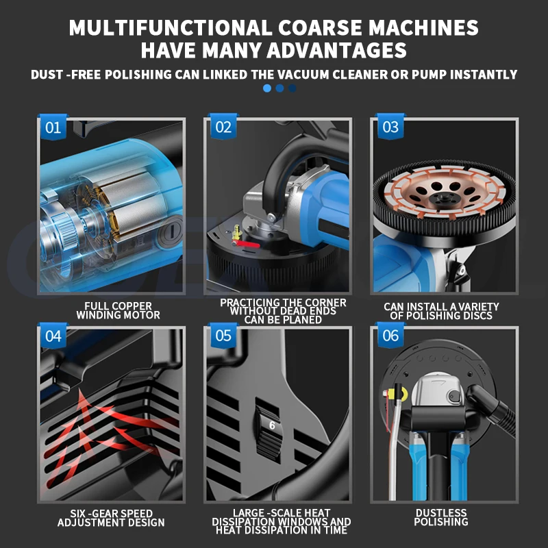 Dust Free Ground Coarse Planing Machine Wall Planer Rough Planer Ground Concrete Polishing Grinding Tool Electric Wall Shovel