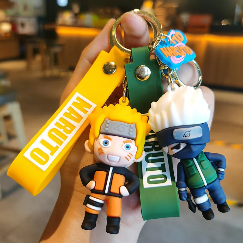 

Anime Naruto Keychain Fashion Jewelry Cartoon Figure PVC Keyring Uzumaki Kakashi Action Figures Key Chain Halloween Bag Pendant