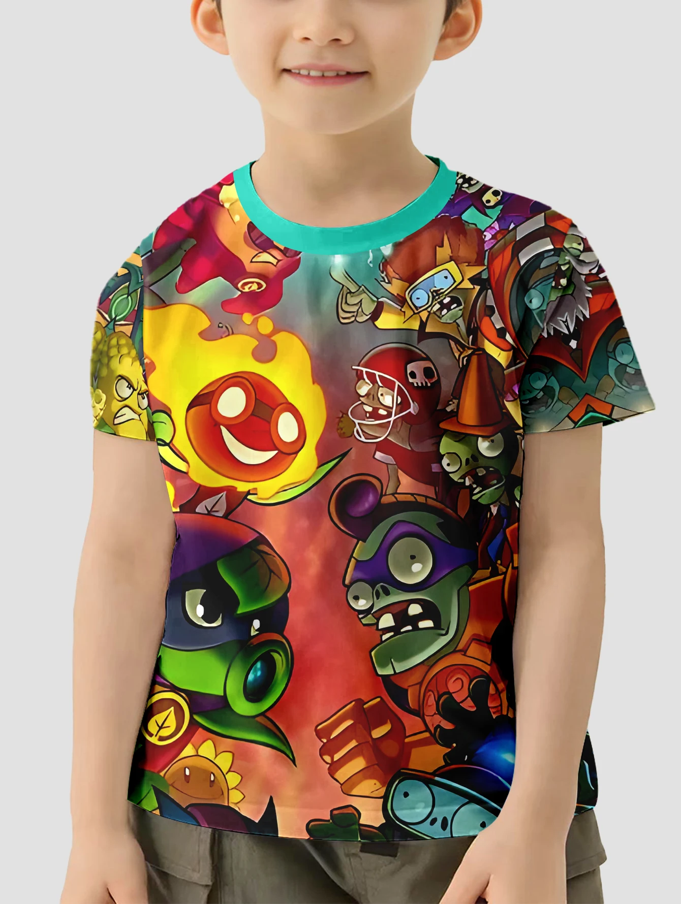 3D Print HOT Game Plants vs. Zombies Baby Clothing 5 to 14 Years Male Outdoor Clothes for Children Boy Girl Child T-Shirt Top 5