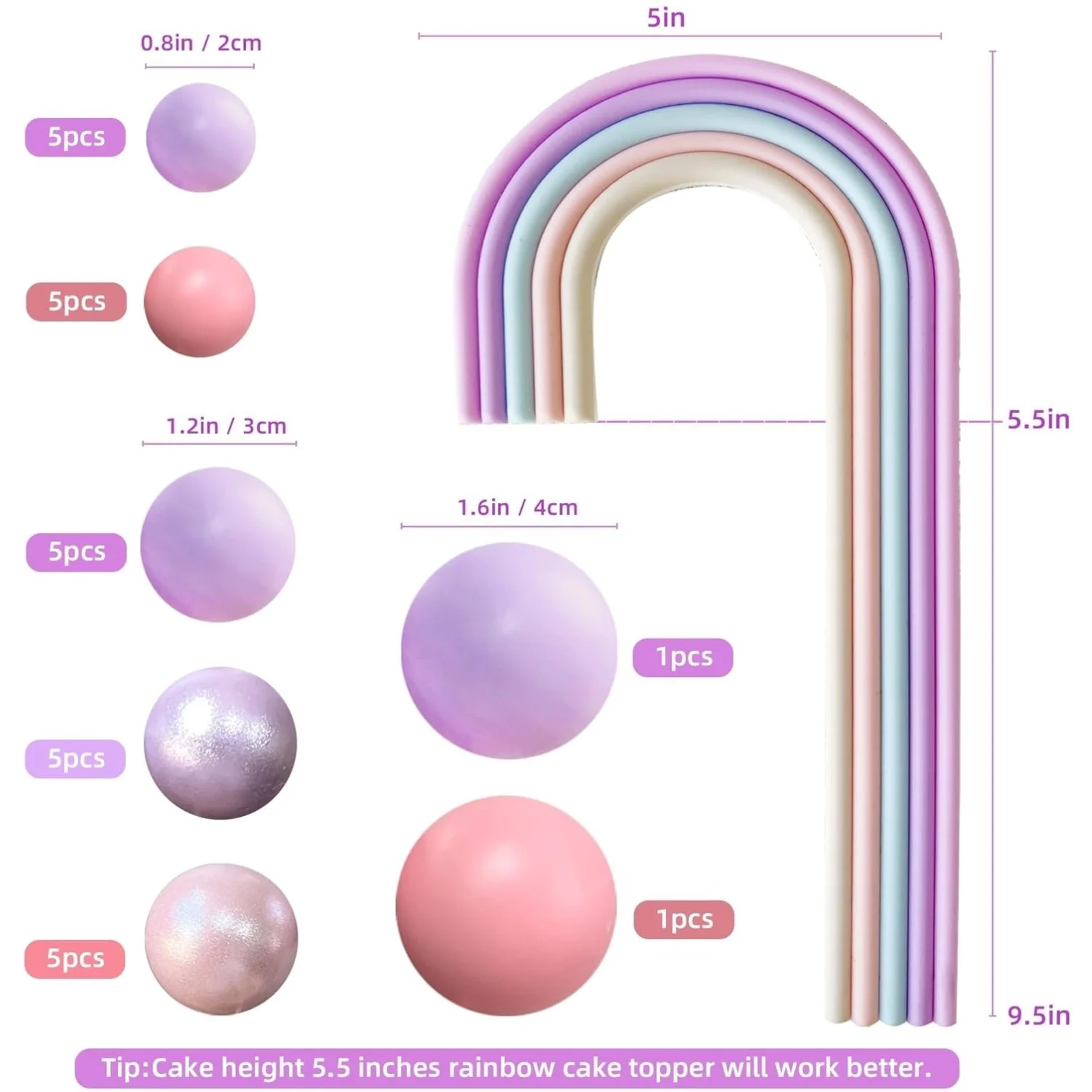 Regenbogen-Kuchendekoration – 28-teiliges Set Mit Bunten Kugeln Für Hochzeiten, Baby- & Geburtstagspartys