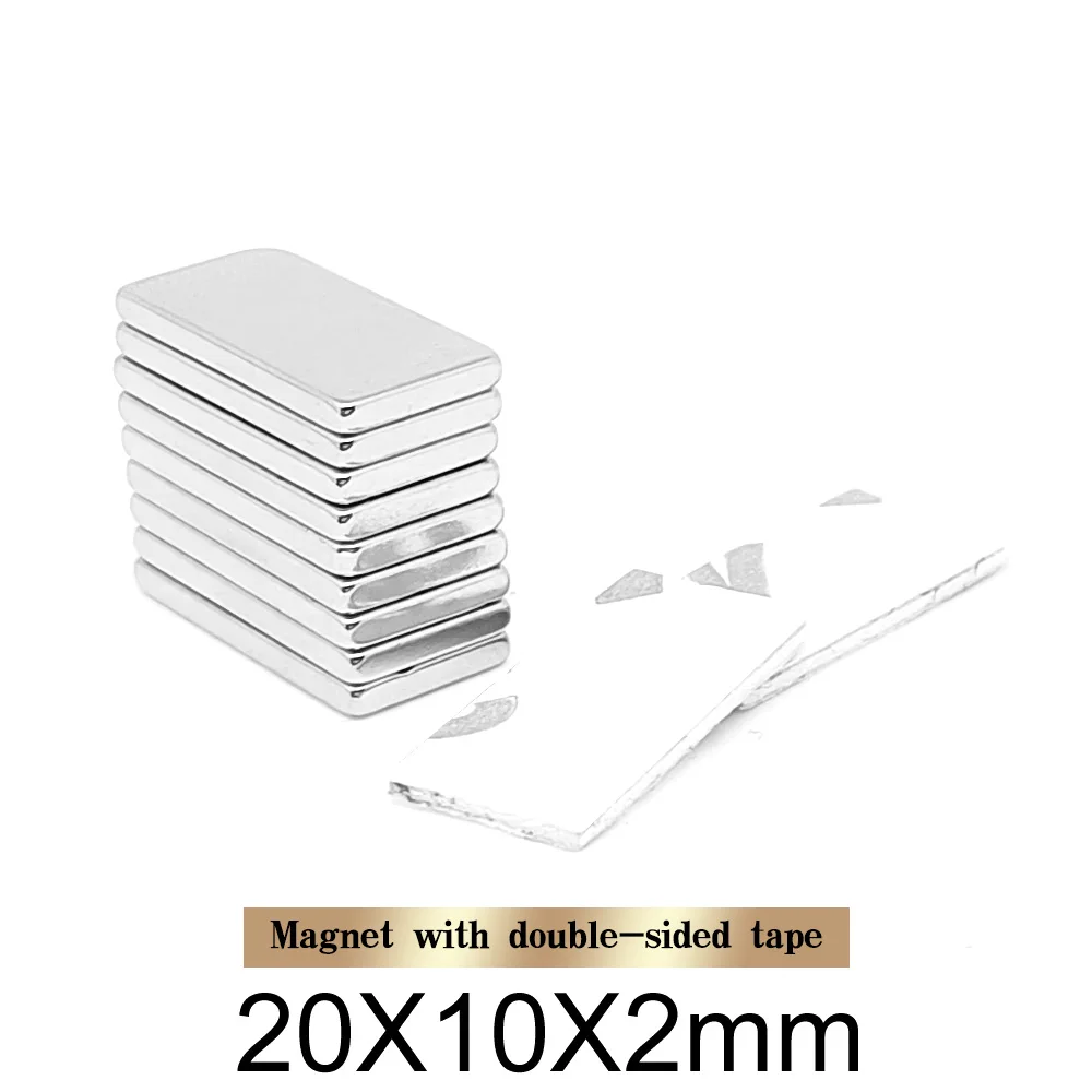 5/10/20/50/100/150PCS 20x10x2 Block Search Magnet With 3M Double-Sided Adhesive Tape 20*10*2 Strong Neodymium Magnets 20x10x2mm