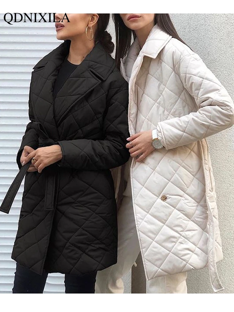 Casaco comprimento parkas algodão acolchoado elegante