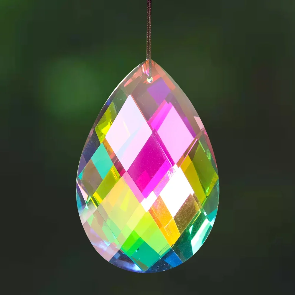 75MM Faceted Prism Water Droplet Grid Rainbow Glass Crystal Charm Chandelier Lamp Dangle Part Aurora Suncatcher Lighting Hanging water soluble pva 1 75mm 3d printer filament polyvinyl alcohol rapid prototyping additive manufacturing materials