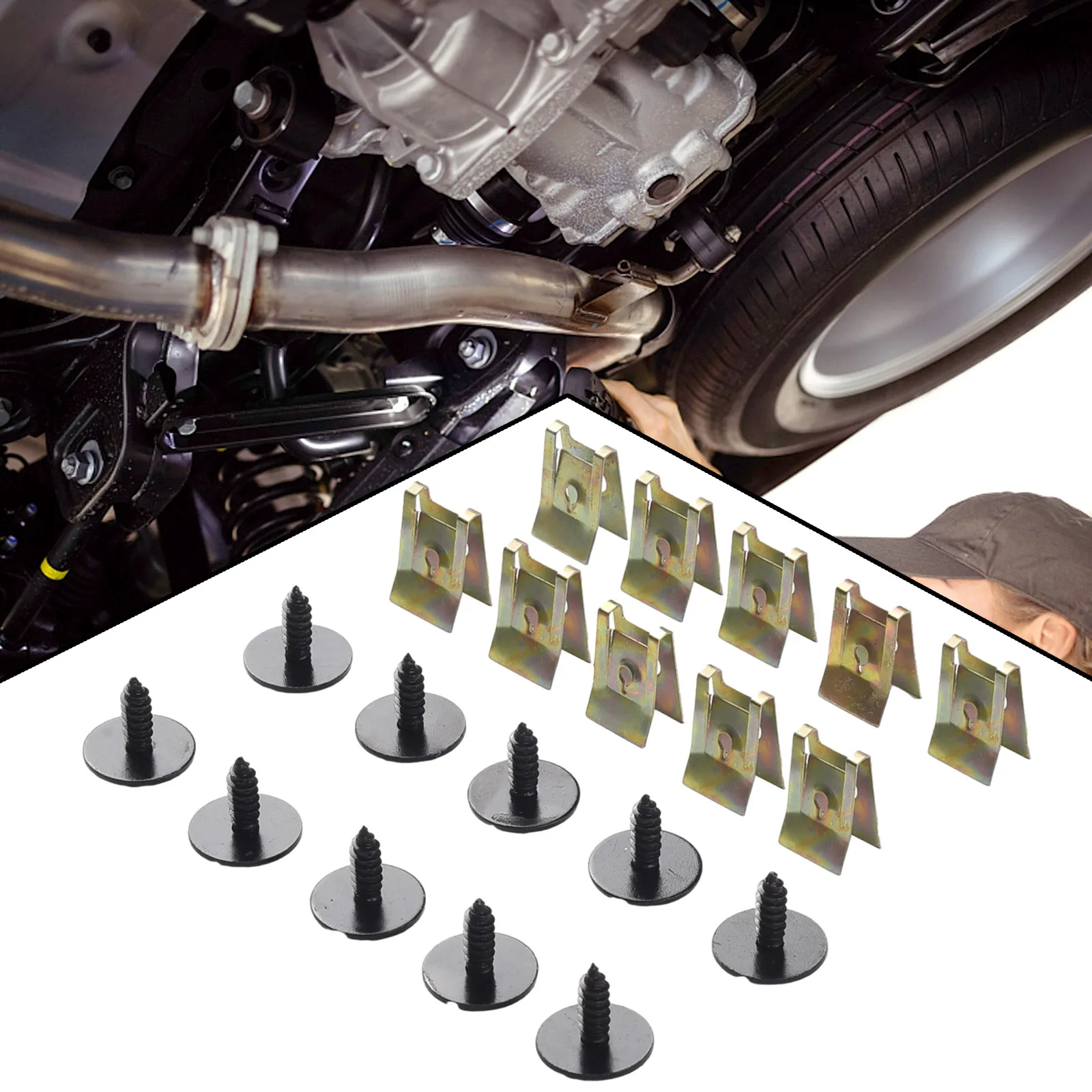 

20Pcs U shape Clips Hex Nut Bolt Screws Set Car Chassis Sheet Metal Speed Fasteners For BMW car Accessories
