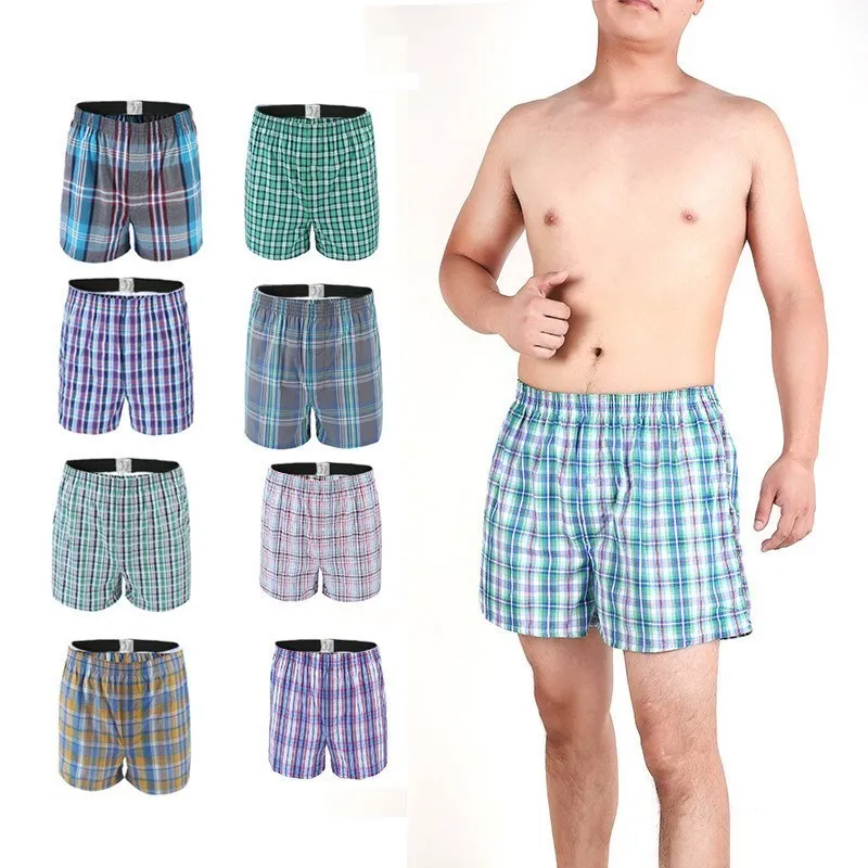 5 pcs Mens Underwear Boxers Shorts Casual Cotton Sleep Underpants Quality Plaid Loose Comfortable Homewear Striped Arrow Panties
