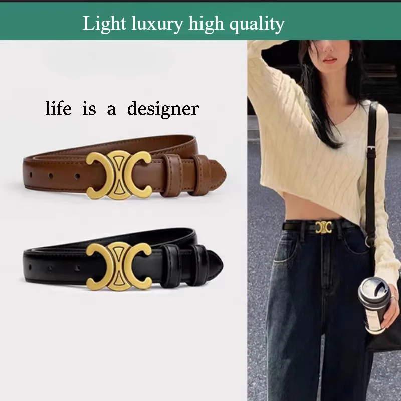 

Оптовая продажа, популярный триумфальный ремень с двойной пряжкой, модный кожаный тонкий ремень для женщин