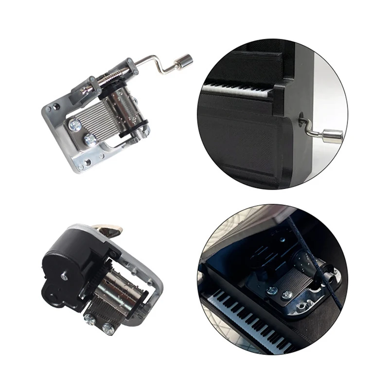 Mini Hand Cranking Music Movement Five Songs Choice DIY Music Box Home Decorative Collectibles Mechanical Hand Crank Box