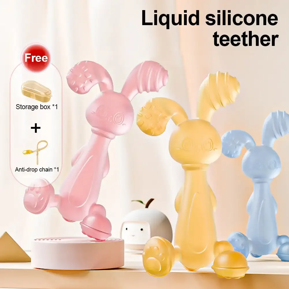 Baby Nursing Teething Toy Baby Teether Teething Pain-Relief Tool for Toddler Infant Newborn Rabbit Shape Silicone Teether Cares 3