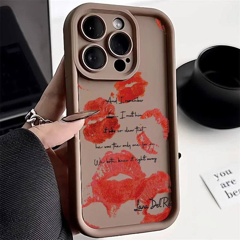thumbnail image 1 of Funda de silicona líquida con labios rojos para iPhone 13, funda suave a prueba de golpes para iPhone 11, 12, 14, 15, 16 Pro Max, XS, X, XR, 7, 8 Plus, SE 2022, 1 of 5