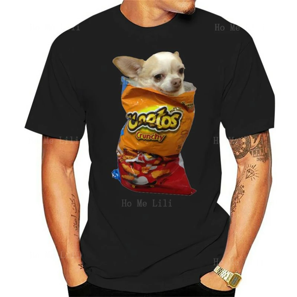 Cane Stampato In Borsa Cheetos T-Shirt Da Uomo O Collo Di Grandi Dimensioni