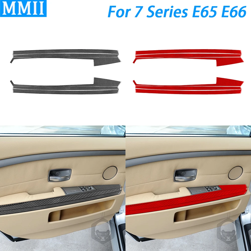 

For BMW 7 Series E65 E66 2002-2008 Real Carbon Fiber Rear Door Armrest Panel Decorative Strips Car Interior Decoration Sticker