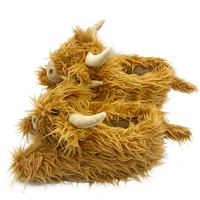 Highland Cow Fashion Slippers Winter Fluffy Cattle Plush Slipper Women Scottish Cow Shoes Men Indoor Cartoon Animal Plush Slide - Image 5