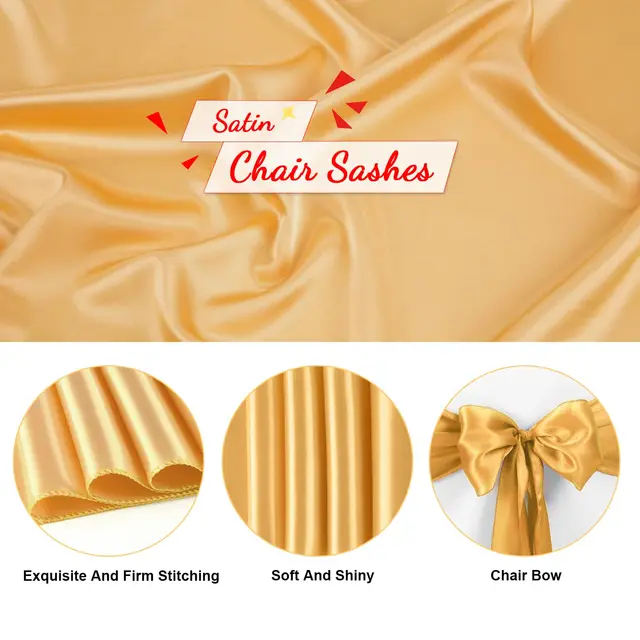 Ceinturage de Chaise en Satin avec Nministériels d Décoratif, Ruban pour ixde Mariage, Banquet, Décoration de Cuisine à Domicile, 10/50 Pièces 3