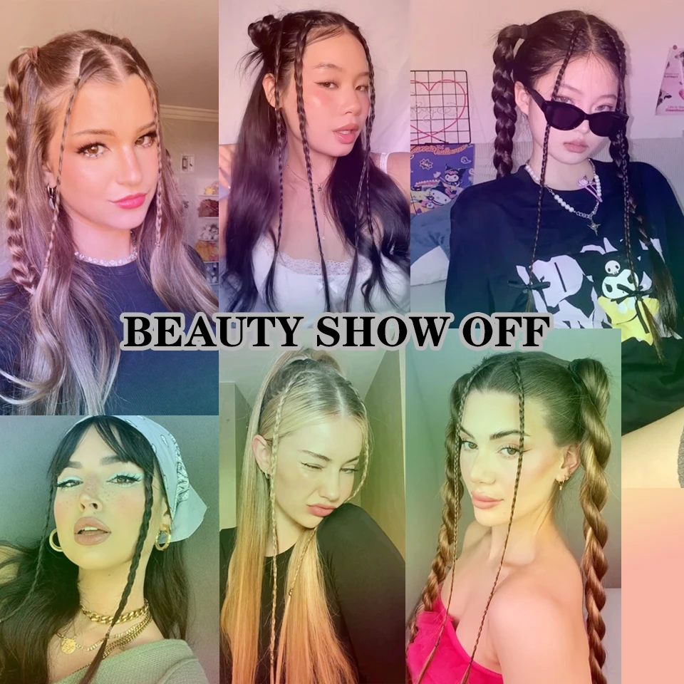 2pcs Synthetic Clip in Braid Hair Extensions With Strong BB Clip Braid Ponytail Fake Hair for Women Daily/Party Wear