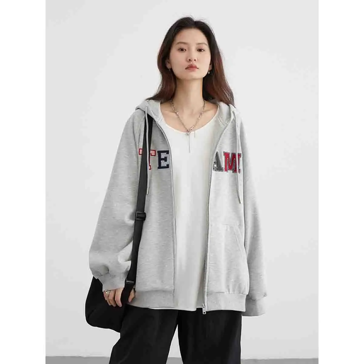 Women's Sweatshirts Casual Loose Letter Printed Hoodie Fleece Coats Streetwear Female Clothes Spring Autumn