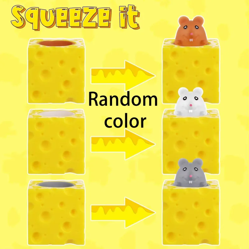 Pop Up Funny Mouse And Cheese Block Squeeze Anti Stress Toy Hide And Seek Figures Stress Relief Fidget Toys For Kids Adults Image 3