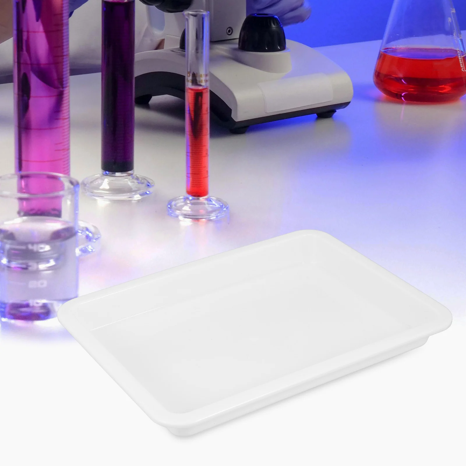 Tray Multi-functional Small Chemical Experimental White Plastic Square Storage Plate