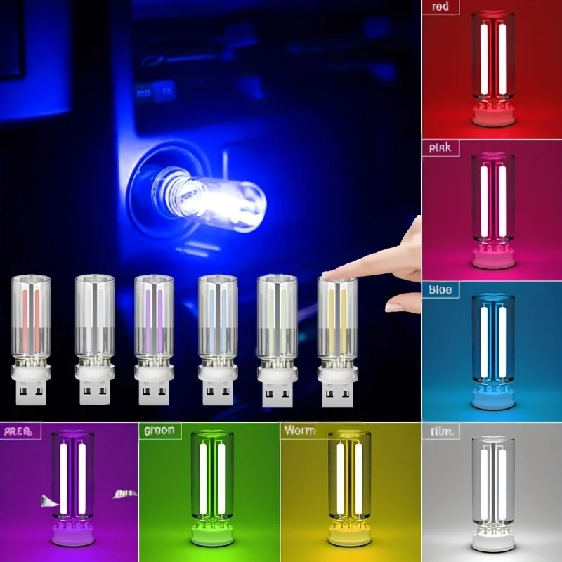 USB Car Interior LED Atmosphere Lighter 1pc Portable Auto Interior Light - Small Night Light for Room Decoration Universal Car