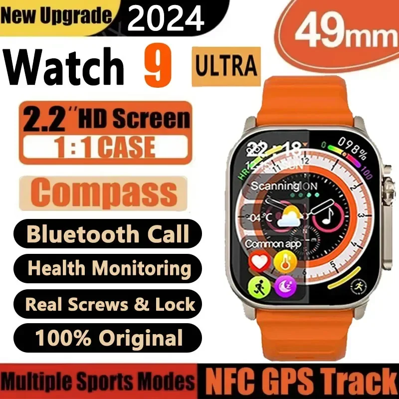 

New Smart Watch 9 Ultra Gen 2 Watch Ultra IWO Ultra NFC Smartwatch Series 9 Bluetooth Call 2.2 Inch Wireless Fitness Watch