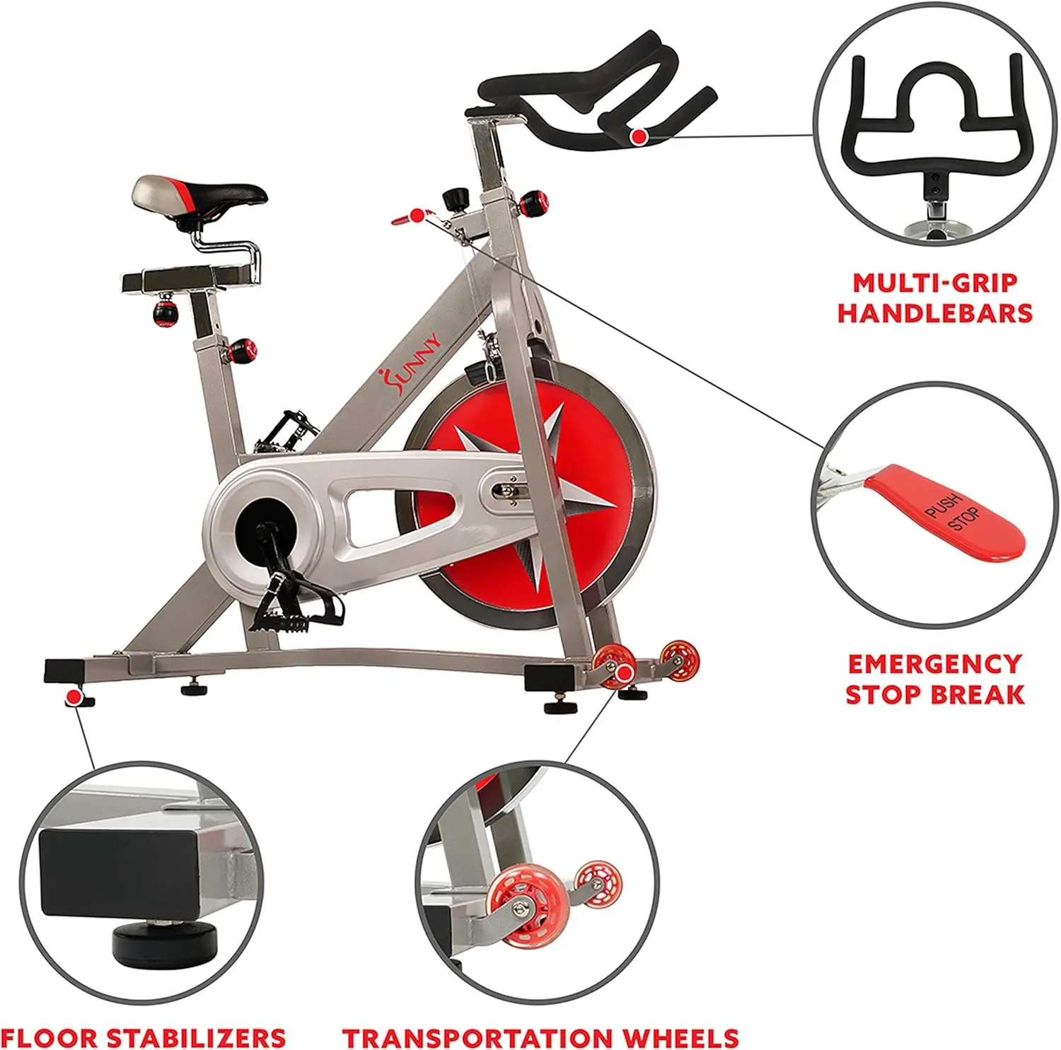 Health & Fitness Pro Cycling Stationary Bike, 40 LB Flywheel & 4-Way Adjustable Seat for Home Exercise Indoor Cycle/Card