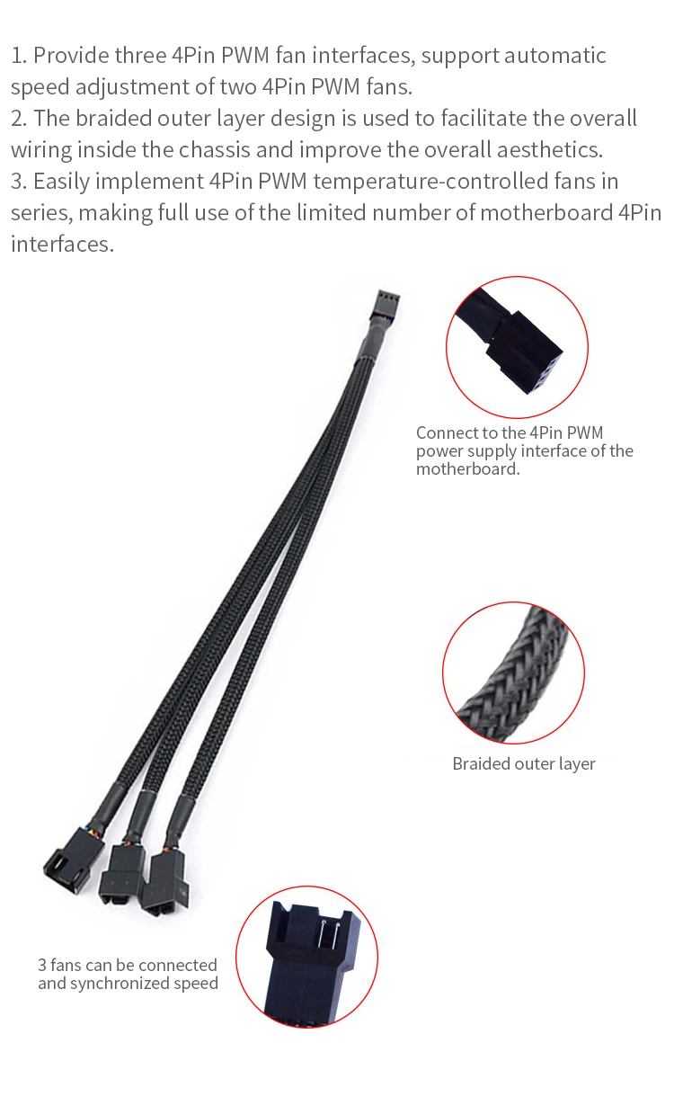 Pwm Fan Expansion Cable TEUCER PWM Fan Expansion Cable Computer Motherboard Interface Distributor 1To 1/2/3/4 Splitter Is Suitable For 3Pin And 4Pin