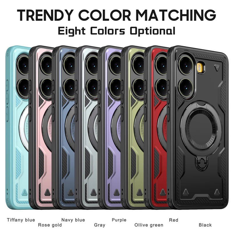 Military Drop-Proof Hard Case with 360° Adjustable Ring Stand and TPU Protection