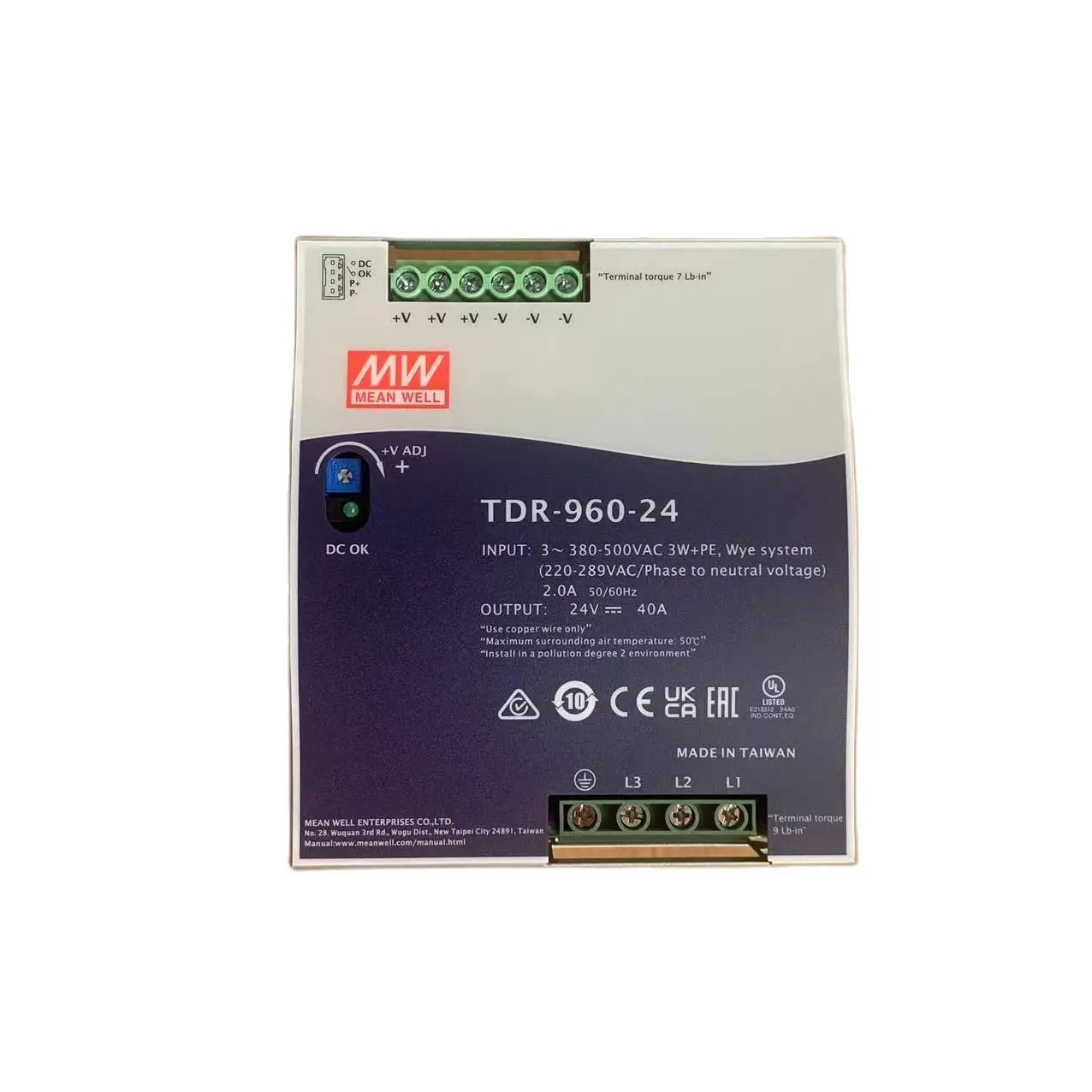 Mean Well TDR-960 Series TDR-960-24 TDR-960-48 Three Phase Industrial ...